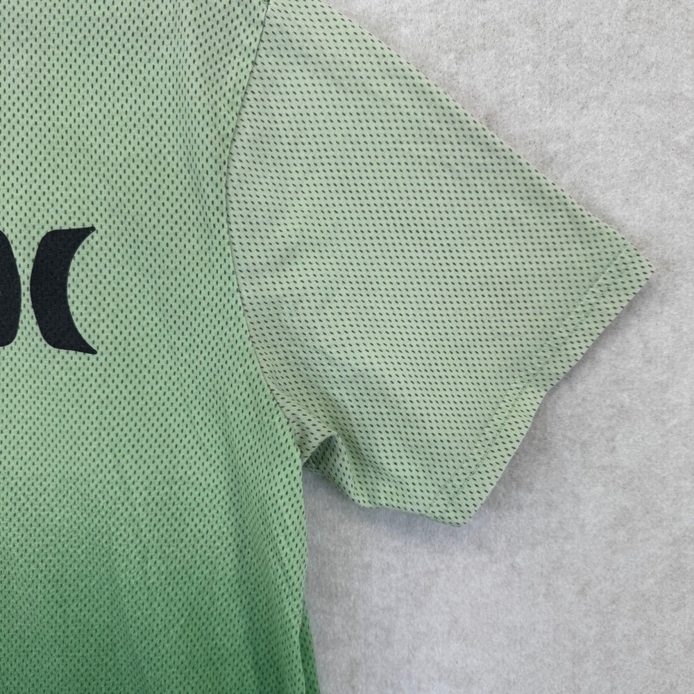 Hurley Mens Green Ombre Mesh Graphic T-Shirt Short Sleeve Logo Tee Size Medium - Picture 4 of 5
